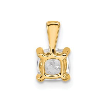 14K Gelbgold 0,75 ct. zertifizierter im Labor gezüchteter Diamant VS/SI+ G+ Kissenschliff Vierzacken-Anhänger