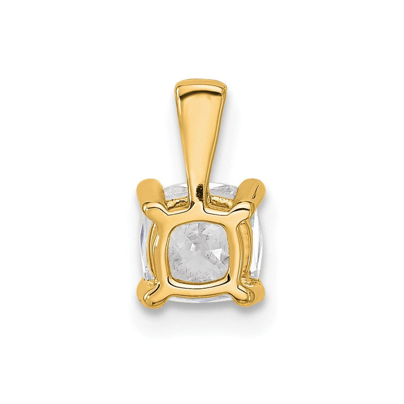 14K Gelbgold Anhänger mit 0,75 ct. im Labor gezüchtetem Diamanten im Kissenschliff VS/SI+ G+, Vier-Krappen-Fassung