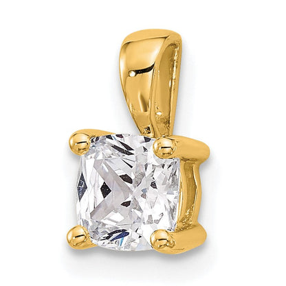14K Gelbgold Anhänger mit 0,75 ct. im Labor gezüchtetem Diamanten im Kissenschliff VS/SI+ G+, Vier-Krappen-Fassung