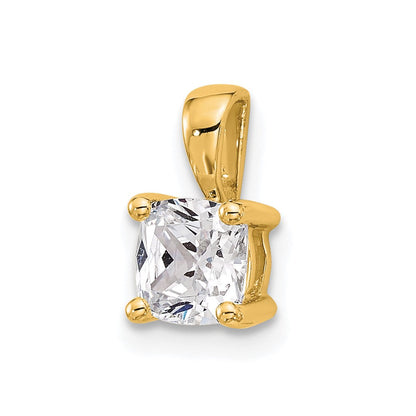 14K Gelbgold Anhänger mit 0,75 ct. im Labor gezüchtetem Diamanten im Kissenschliff VS/SI+ G+, Vier-Krappen-Fassung