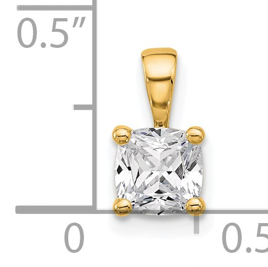 14K Gelbgold 0,75 ct. zertifizierter im Labor gezüchteter Diamant VS/SI+ G+ Kissenschliff Vierzacken-Anhänger