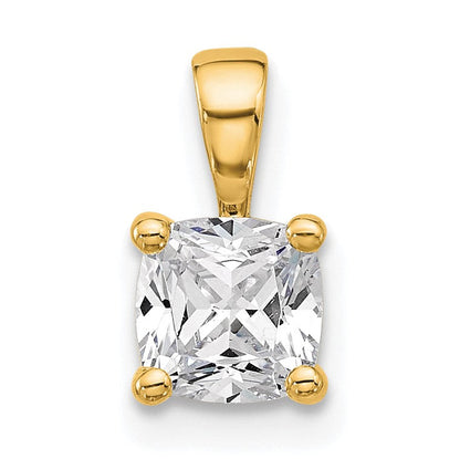 14K Gelbgold 0,75 ct. zertifizierter im Labor gezüchteter Diamant VS/SI+ G+ Kissenschliff Vierzacken-Anhänger