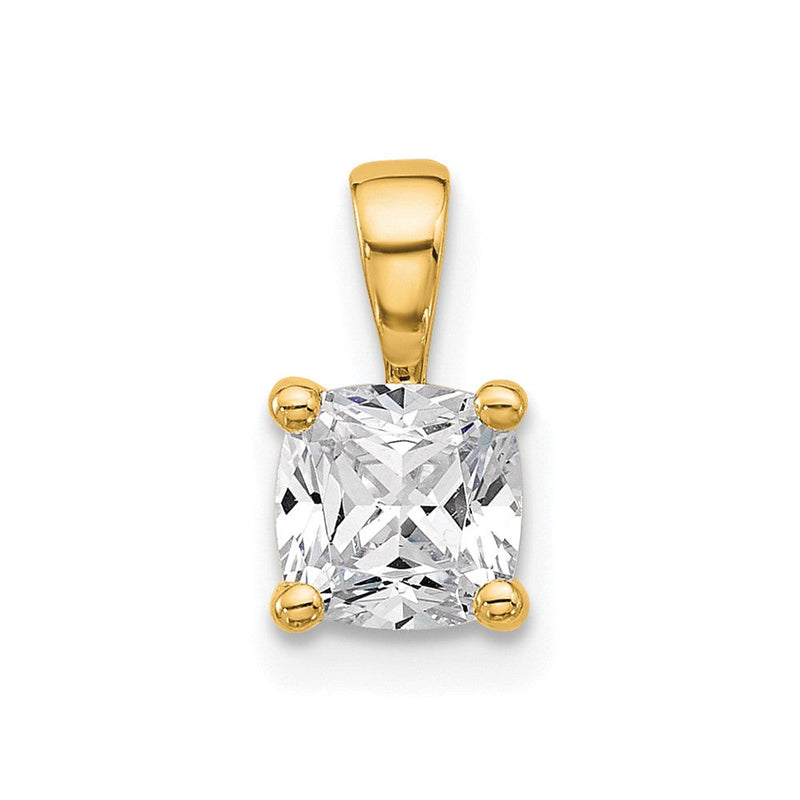 14K Gelbgold 0,75 ct. zertifizierter im Labor gezüchteter Diamant VS/SI+ G+ Kissenschliff Vierzacken-Anhänger