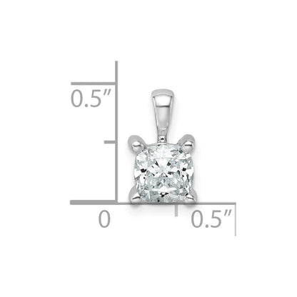 14K Weißgold Anhänger mit 1 ct. im Labor gezüchteten Diamant VS/SI+ G+ Kissenschliff, Vierkrappenfassung