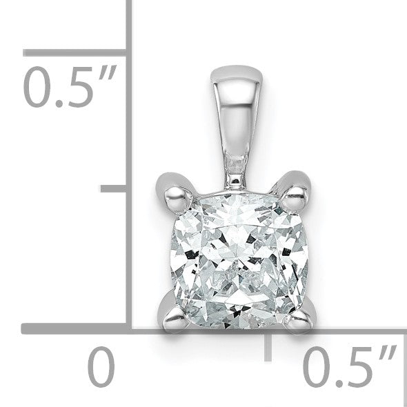 14K Weißgold Anhänger mit 1 ct. im Labor gezüchteten Diamant VS/SI+ G+ Kissenschliff, Vierkrappenfassung