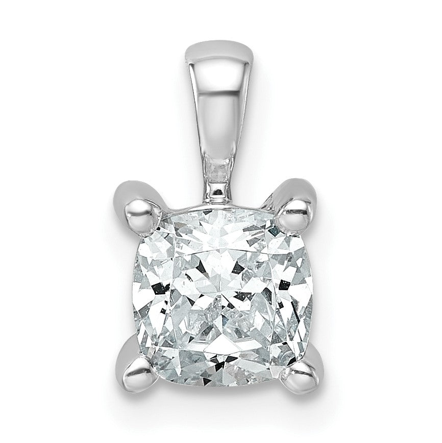 14K Weißgold Anhänger mit 1 ct. im Labor gezüchteten Diamant VS/SI+ G+ Kissenschliff, Vierkrappenfassung