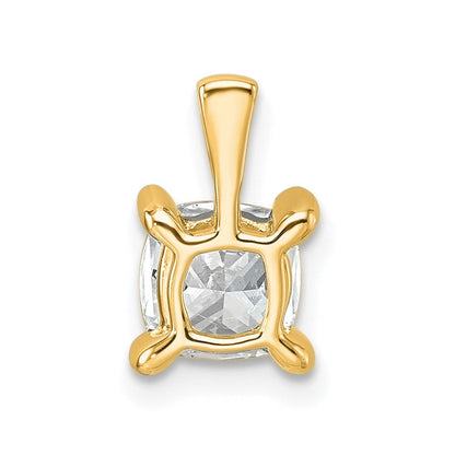 14K Gelbgold Anhänger mit 1 ct. zertifiziertem, im Labor gezüchtetem Diamanten im Kissenschliff, VS/SI+ G+, Vierkrappenfassung
