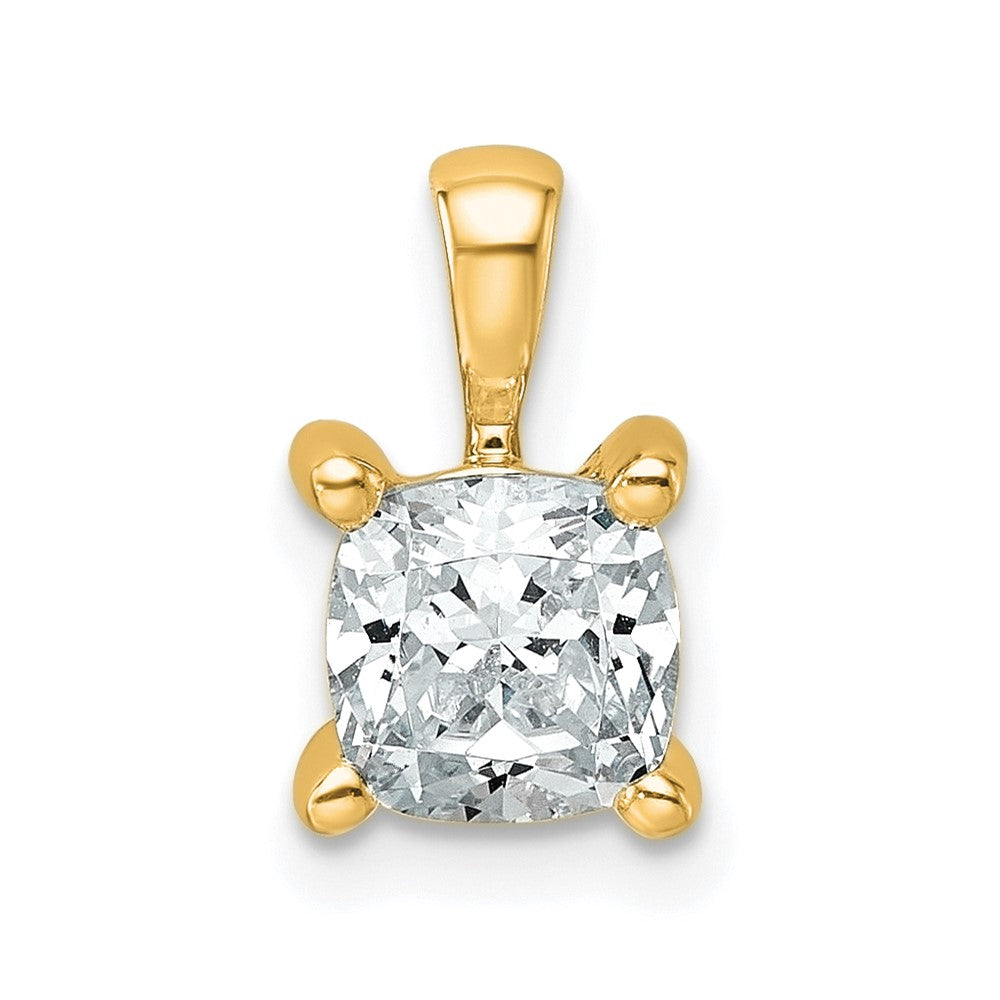 14K Gelbgold 1 ct. Laborgezüchteter Diamant VS/SI+ G+ Cushion-Schliff Vierkrappen-Anhänger