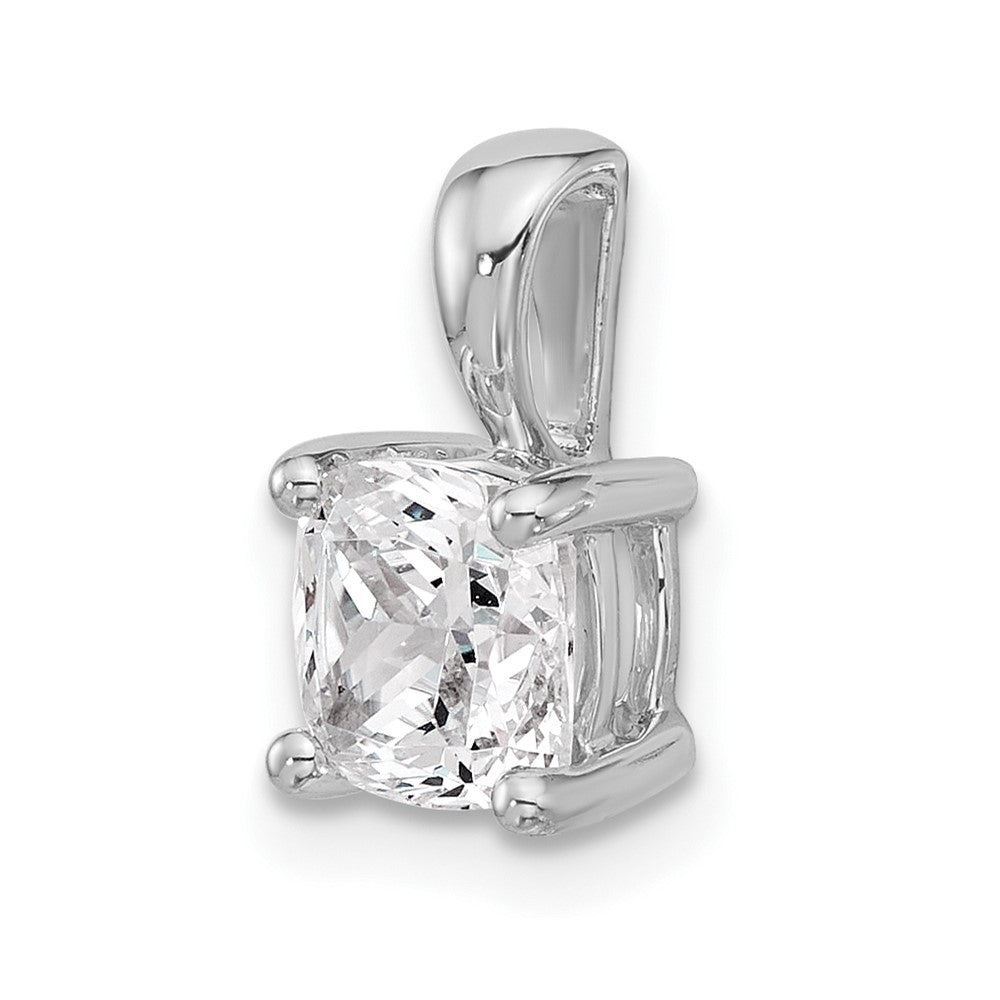 14K Weißgold Anhänger mit 1,5 ct. laborgezüchtetem Diamant, Kissenschliff, VS/SI+ G+, komplette Vierzackenfassung