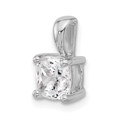 14K Weißgold Anhänger mit 1,5 ct. laborgezüchtetem Diamant, Kissenschliff, VS/SI+ G+, komplette Vierzackenfassung
