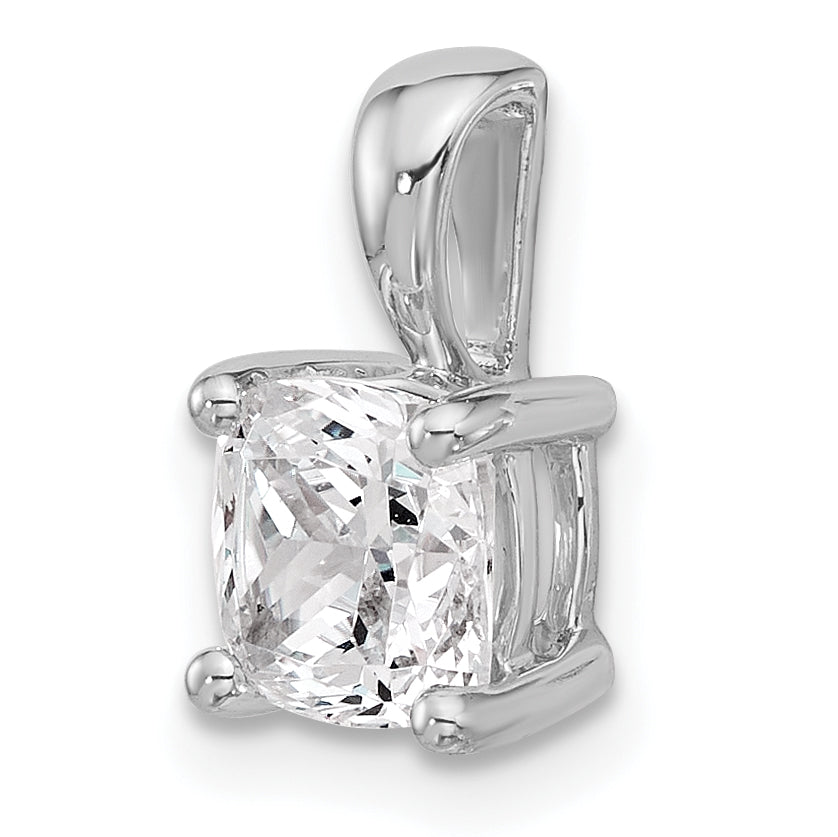 14K Weißgold Anhänger mit 1,5 ct. zertifiziertem, im Labor gezüchtetem Diamant im Kissenschliff VS/SI+ G+, Vierzackenfassung