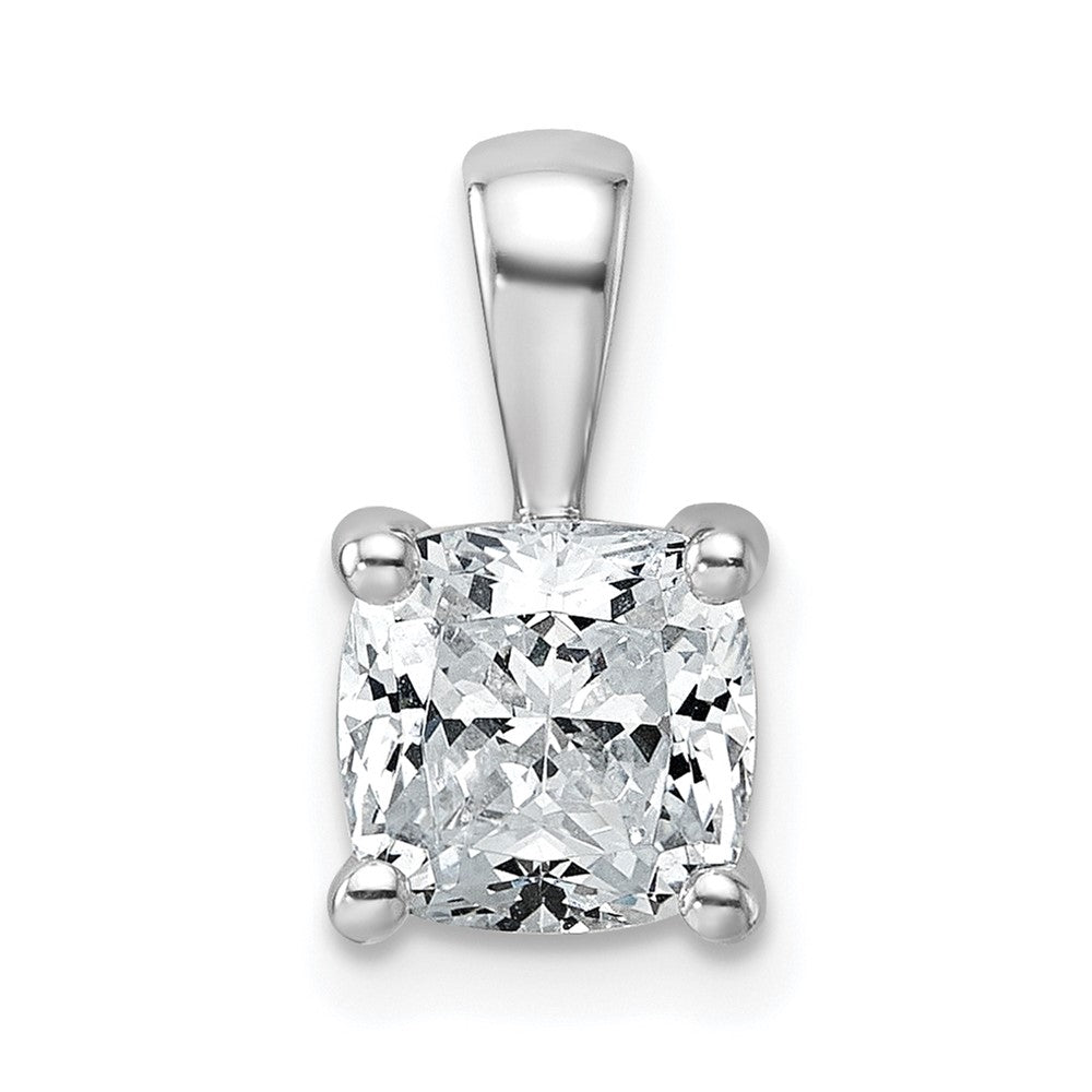 14K Weißgold Anhänger mit 1,5 ct. laborgezüchtetem Diamant, Kissenschliff, VS/SI+ G+, komplette Vierzackenfassung