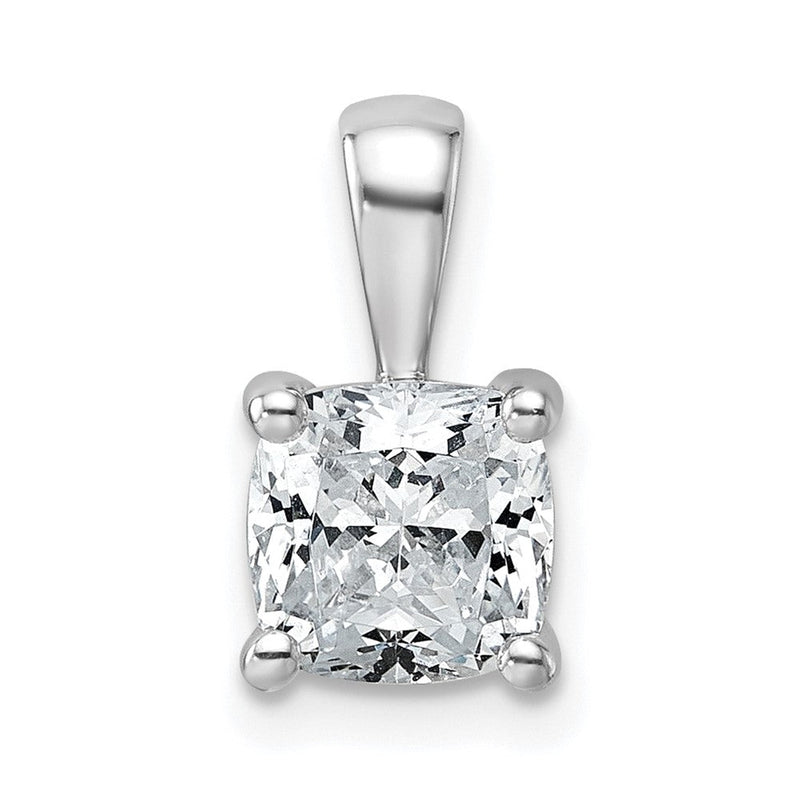 14K Weißgold Anhänger mit 1,5 ct. laborgezüchtetem Diamant, Kissenschliff, VS/SI+ G+, komplette Vierzackenfassung