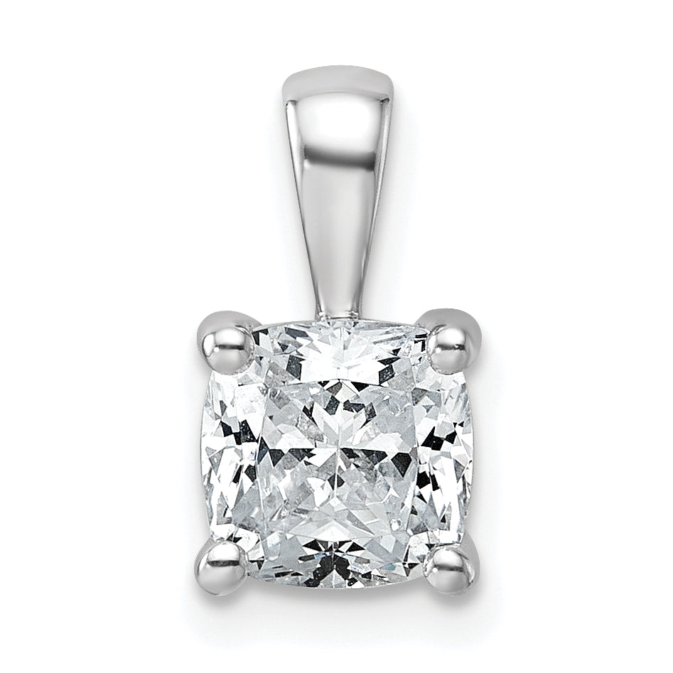 14K Weißgold Anhänger mit 1,5 ct. zertifiziertem, im Labor gezüchtetem Diamant im Kissenschliff VS/SI+ G+, Vierzackenfassung