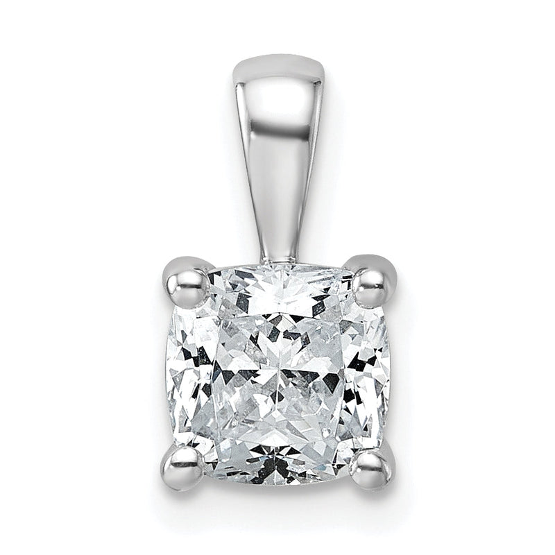 14K Weißgold Anhänger mit 1,5 ct. zertifiziertem, im Labor gezüchtetem Diamant im Kissenschliff VS/SI+ G+, Vierzackenfassung