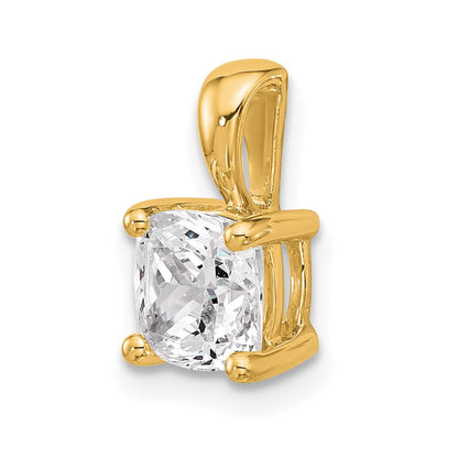 14K Gelbgold 1,5 ct. im Labor gezüchteter Diamant VS/SI+ G+ Kissenschliff Vierkrappen-Anhänger
