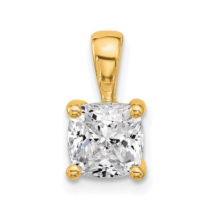 14K Gelbgold 1,5 ct. im Labor gezüchteter Diamant VS/SI+ G+ Kissenschliff Vierkrappen-Anhänger