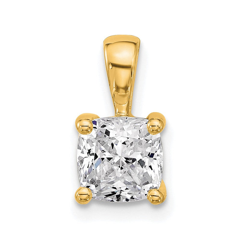14K Gelbgold 1,5 ct. im Labor gezüchteter Diamant VS/SI+ G+ Kissenschliff Vierkrappen-Anhänger
