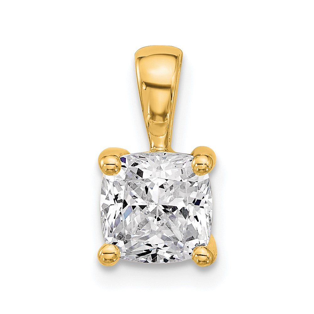 14K Gelbgold 1,5 ct. Zertifizierter Im Labor Gezüchteter Diamant VS/SI+ G+ Kissenschliff Vier-Krappen-Anhänger