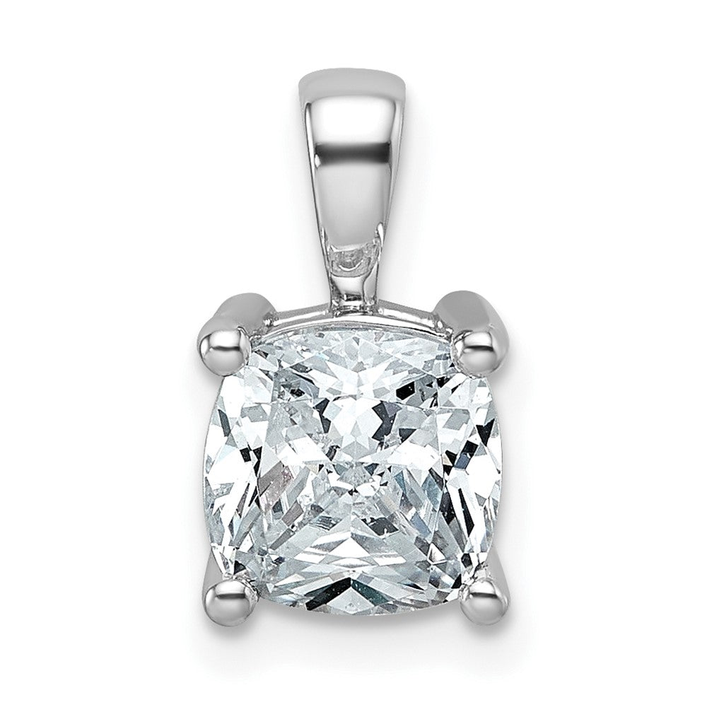 14K Weißgold Anhänger mit 2 ct. zertifiziertem, im Labor gezüchtetem Diamant VS/SI+ G+ im Kissenschliff, Vierkrappenfassung