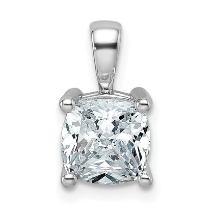14K Weißgold Anhänger mit 2 ct. zertifiziertem, im Labor gezüchtetem Diamant VS/SI+ G+ im Kissenschliff, Vierkrappenfassung