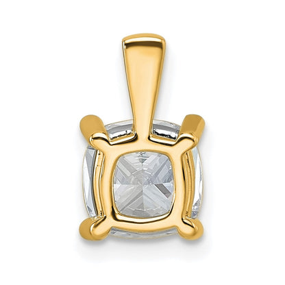 14K Gelbgold 2 ct. zertifizierter, im Labor gezüchteter Diamant VS/SI+ G+ Kissenschliff Komplett-Anhänger mit Vierzacken-Fassung