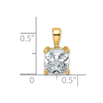 14K Gelbgold 2 ct. zertifizierter, im Labor gezüchteter Diamant VS/SI+ G+ Kissenschliff Komplett-Anhänger mit Vierzacken-Fassung