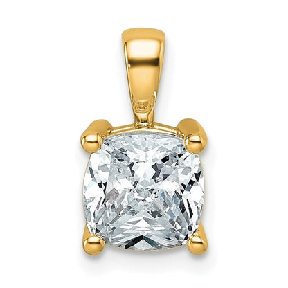 14K Gelbgold 2 ct. Laborgezüchteter Diamant VS/SI+ G+ Kissenschliff Komplett-Vierkrappen-Anhänger