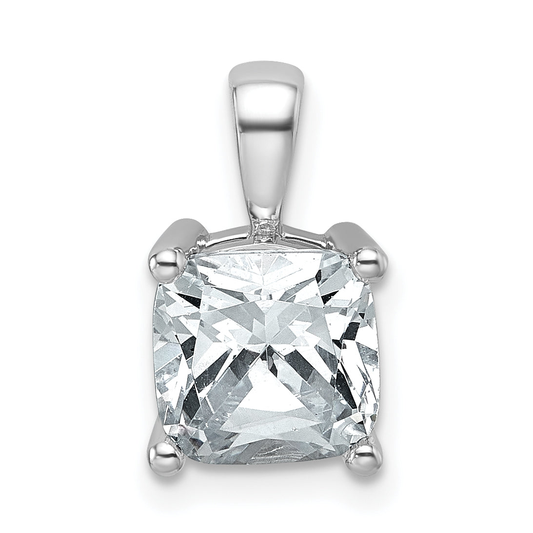 14K Weißgold 2,5 ct. Labordiamant VS/SI+ G+ Cushion Vierzacken-Anhänger