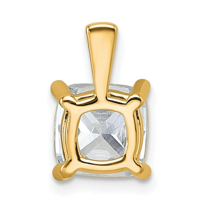 14K Gelbgold Anhänger mit 2,5 ct. laborgezüchtetem Diamanten im Kissenschliff, VS/SI+ G+, Vierzackenfassung