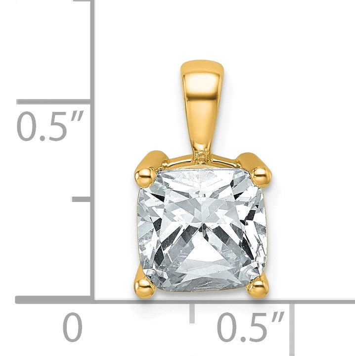 14K Gelbgold Anhänger mit 2,5 ct. laborgezüchtetem Diamanten im Kissenschliff, VS/SI+ G+, Vierzackenfassung