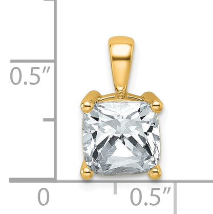 14K Gelbgold Anhänger mit 2,5 ct. laborgezüchtetem Diamanten im Kissenschliff, VS/SI+ G+, Vierzackenfassung