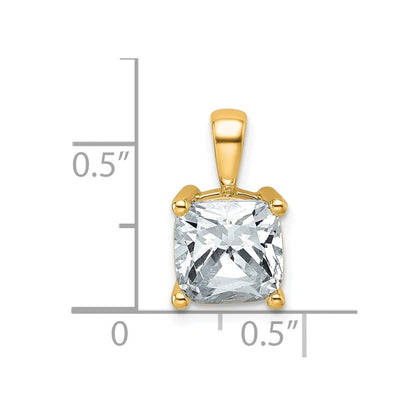 14K Gelbgold Anhänger mit 2,5 ct. zertifiziertem im Labor gezüchtetem Diamant VS/SI+ G+ im Kissenschliff mit Vier-Krappen-Fassung