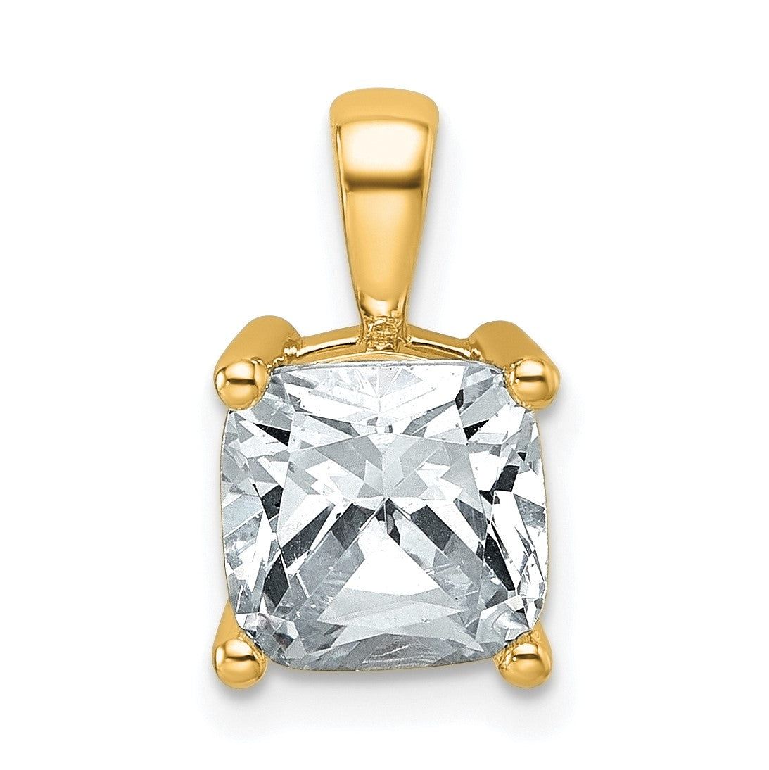 14K Gelbgold Anhänger mit 2,5 ct. laborgezüchtetem Diamanten im Kissenschliff, VS/SI+ G+, Vierzackenfassung