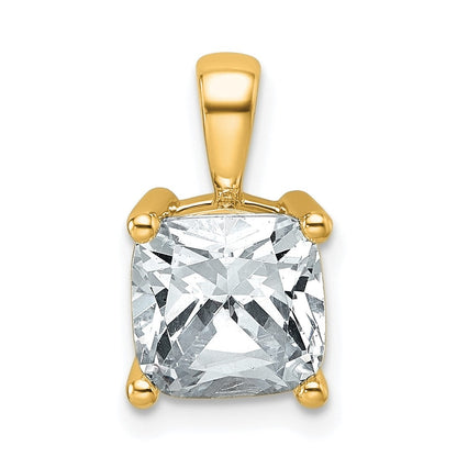 14K Gelbgold Anhänger mit 2,5 ct. laborgezüchtetem Diamanten im Kissenschliff, VS/SI+ G+, Vierzackenfassung