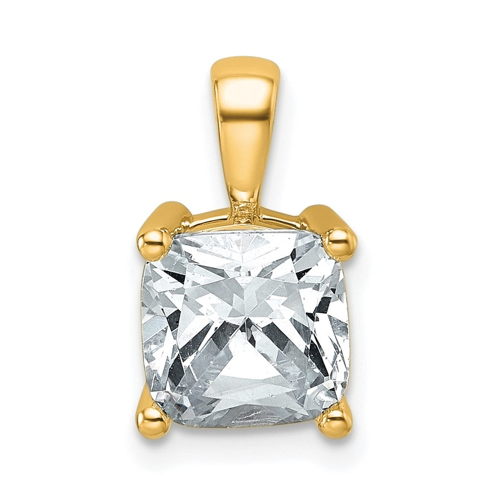 14K Gelbgold Anhänger mit 2,5 ct. laborgezüchtetem Diamanten im Kissenschliff, VS/SI+ G+, Vierzackenfassung