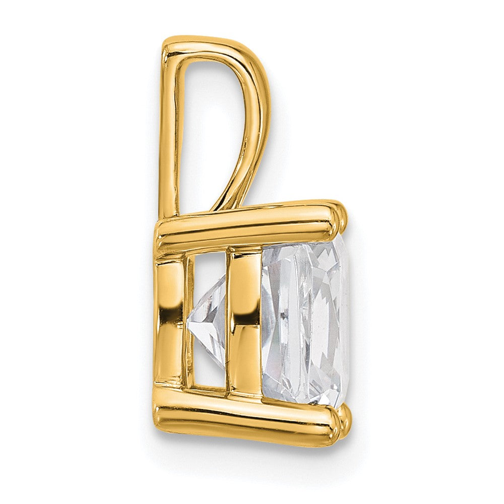 14 Karat Gelbgold Anhänger mit 3 ct. im Labor gezüchtetem Diamant VS/SI+ G+ im Kissenschliff, vierzackige Fassung