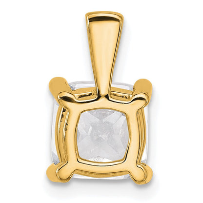 14 Karat Gelbgold Anhänger mit 3 ct. im Labor gezüchtetem Diamant VS/SI+ G+ im Kissenschliff, vierzackige Fassung