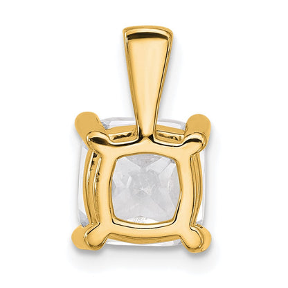 14 Karat Gelbgold Anhänger mit 3 ct. im Labor gezüchtetem Diamant VS/SI+ G+ im Kissenschliff, vierzackige Fassung