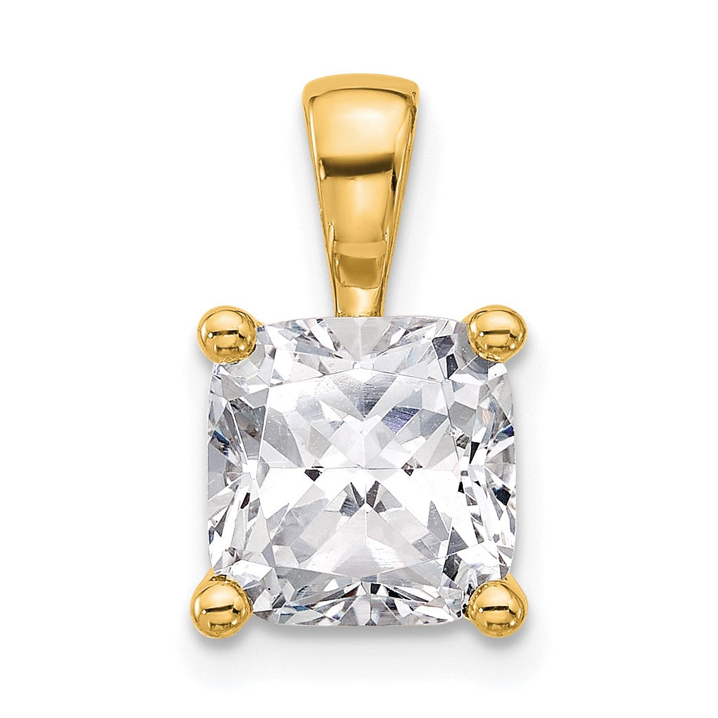 14K Gelbgold 3 ct. Zertifizierter Labordiamant VS/SI+ G+ Kissenschliff Vierkrappen-Anhänger