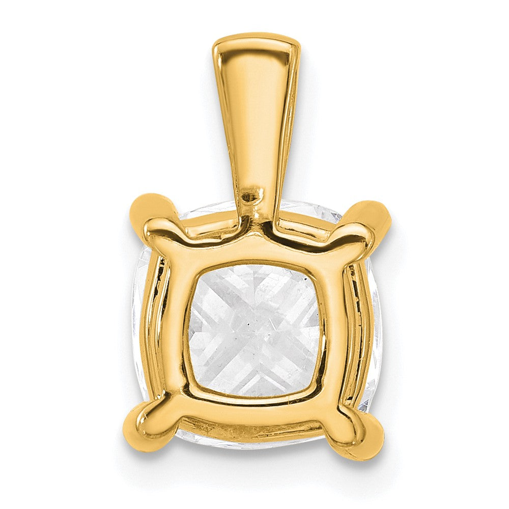 14K Gelbgold Anhänger mit 4 ct. laborgezüchtetem Diamanten im Kissenschliff, VS/SI+ G+, komplette Vier-Krappen-Fassung