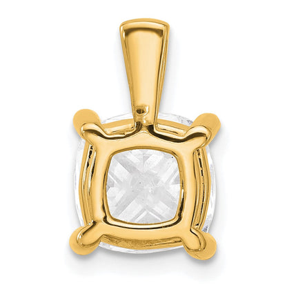 14K Gelbgold Anhänger mit 4 ct. laborgezüchtetem Diamanten im Kissenschliff, VS/SI+ G+, komplette Vier-Krappen-Fassung