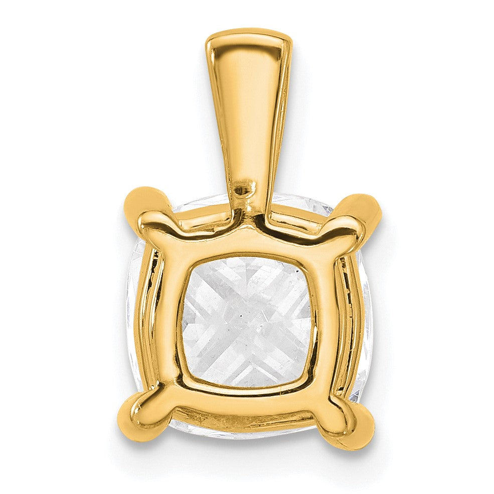 14K Gelbgold Anhänger mit 4 ct. zertifiziertem, im Labor gezüchtetem Diamant VS/SI+ G+ im Kissenschliff, Vierkrallenfassung