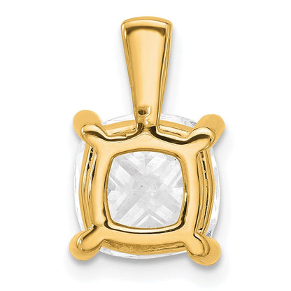 14K Gelbgold Anhänger mit 4 ct. zertifiziertem, im Labor gezüchtetem Diamant VS/SI+ G+ im Kissenschliff, Vierkrallenfassung