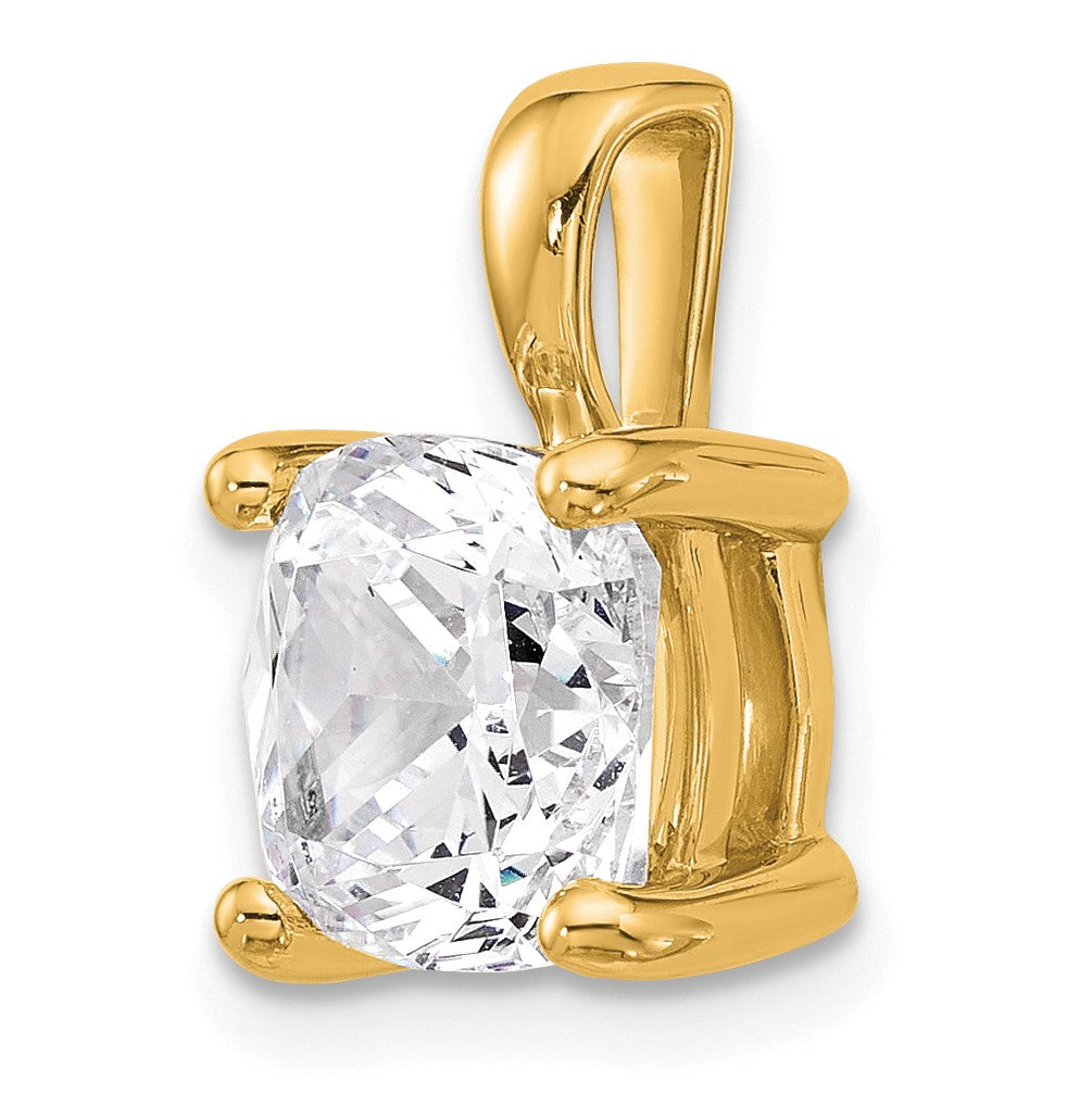 14K Gelbgold Anhänger mit 4 ct. zertifiziertem, im Labor gezüchtetem Diamant VS/SI+ G+ im Kissenschliff, Vierkrallenfassung