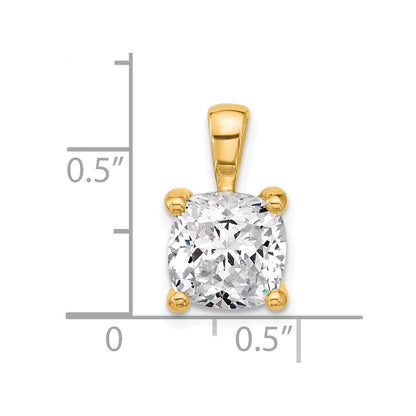 14K Gelbgold Anhänger mit 4 ct. laborgezüchtetem Diamanten im Kissenschliff, VS/SI+ G+, komplette Vier-Krappen-Fassung