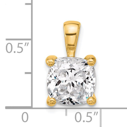 14K Gelbgold Anhänger mit 4 ct. zertifiziertem, im Labor gezüchtetem Diamant VS/SI+ G+ im Kissenschliff, Vierkrallenfassung