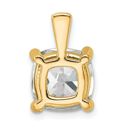 14K Gelbgold 5 ct. Labordiamant VS/SI+ G+ Kissenschliff Komplett-Vierzacken-Anhänger