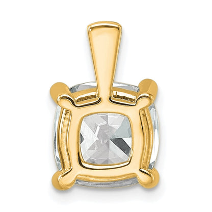 14K Gelbgold Anhänger mit 5 ct. zertifiziertem, laborgezüchtetem Diamant im Kissenschliff, VS/SI+ G+, Vier-Krappen-Fassung