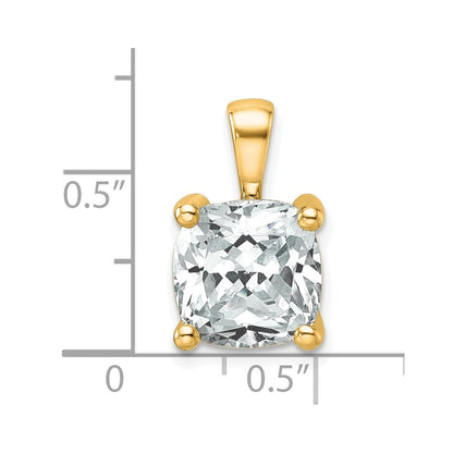 14K Gelbgold 5 ct. Labordiamant VS/SI+ G+ Kissenschliff Komplett-Vierzacken-Anhänger